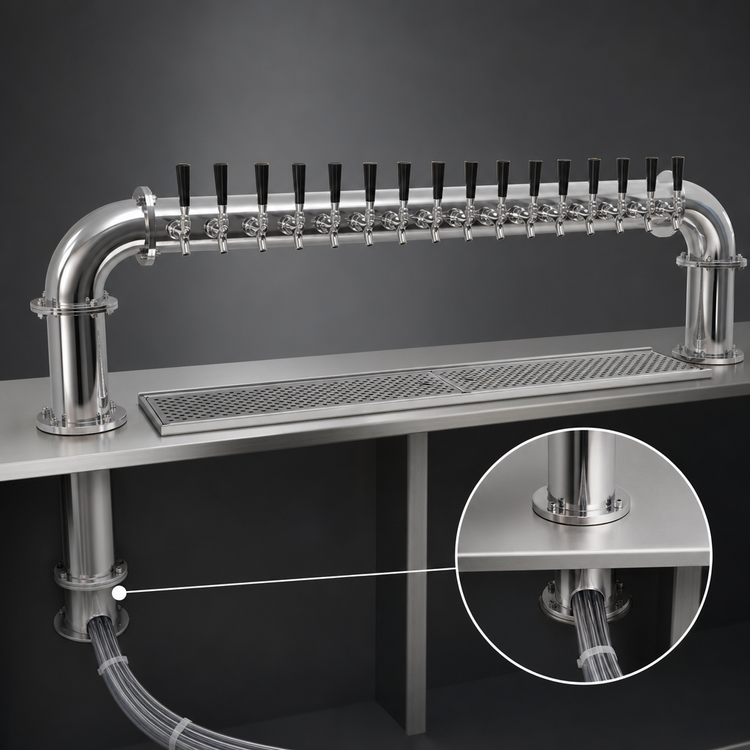 Product image #3 for Glastender Countertop Pipe Pass-Thru Glycol-Cooled Draft Dispensing Tower, 16 Faucets, 2 Columns