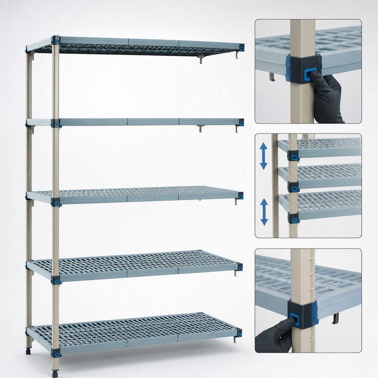 Product image #3 for MetroMax Q 5-Shelf Add-On Polymer/Wire Shelving Unit, 30-Inch Wide x 21-Inch Deep x 74-Inch High