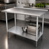 Thumbnail image #3 for Advance Tabco 108-Inch x 36-Inch 16-Gauge 430 Stainless Steel Work Table with 1-1/2-Inch Rear Up-Turn and Adjustable Undershelf