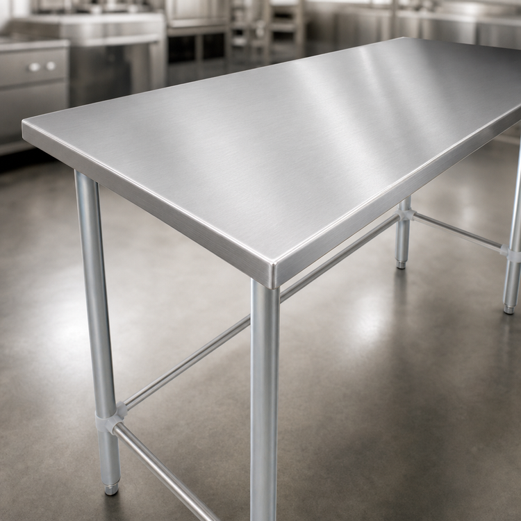 Product image #3 for John Boos Stallion 84" x 24" 14-Gauge Stainless Steel Top Work Table with Galvanized Base