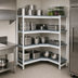 Thumbnail image #3 for Fermostock 4-Tier Corner Expansion Polymer Shelving Kit, 66 Inch H x 52 Inch W x 22 Inch D