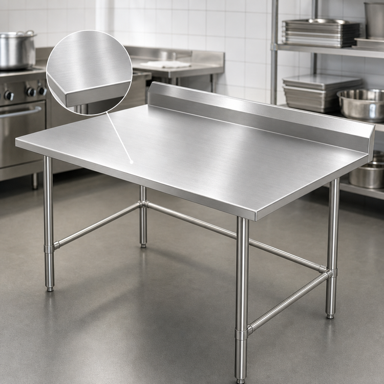 Product image #3 for 48 Inch x 30 Inch Stainless Steel Work Table with 5 Inch Backsplash