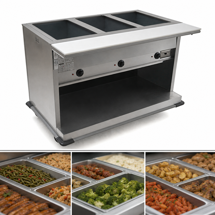 Product image #3 for Spec-Master PHT6OB-240 6-Well Electric Portable Hot Food Table with Cutting Board
