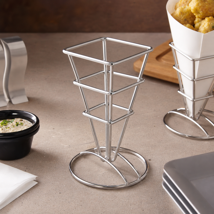 Product image #3 for American Metalcraft Square Stainless Steel Fry Cone Holder, 2 1/2-Inch Top