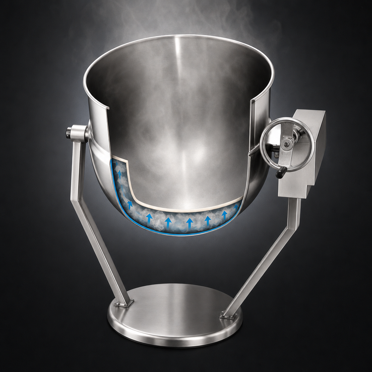 Product image #3 for Legion TWP-60 60-Gallon Direct Steam Tilting Kettle with 304 Stainless Steel Liner, 2/3 Jacket, and Pedestal Base