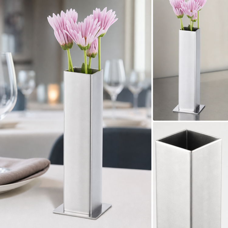 Product image #3 for 1-3/4 Inch x 5-1/4 Inch Square Stainless Steel Bud Vase with Satin Finish