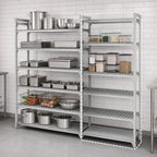 Thumbnail image #4 for Cambro Camshelving® Premium CPA242484VS5PKG 5-Shelf Vented/Solid Add-On Polymer Shelving Unit, 24"W x 24"D x 84"H, Speckled Gray