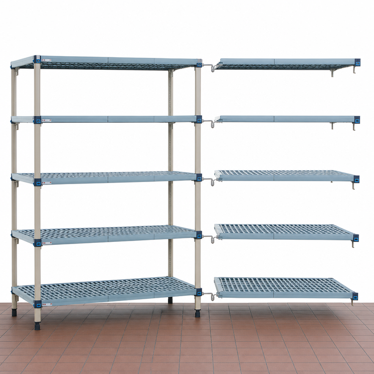 Product image #3 for MetroMax Q 5-Shelf Add-On Polymer/Wire Shelving Unit, 42W x 21D x 74H, Louvered