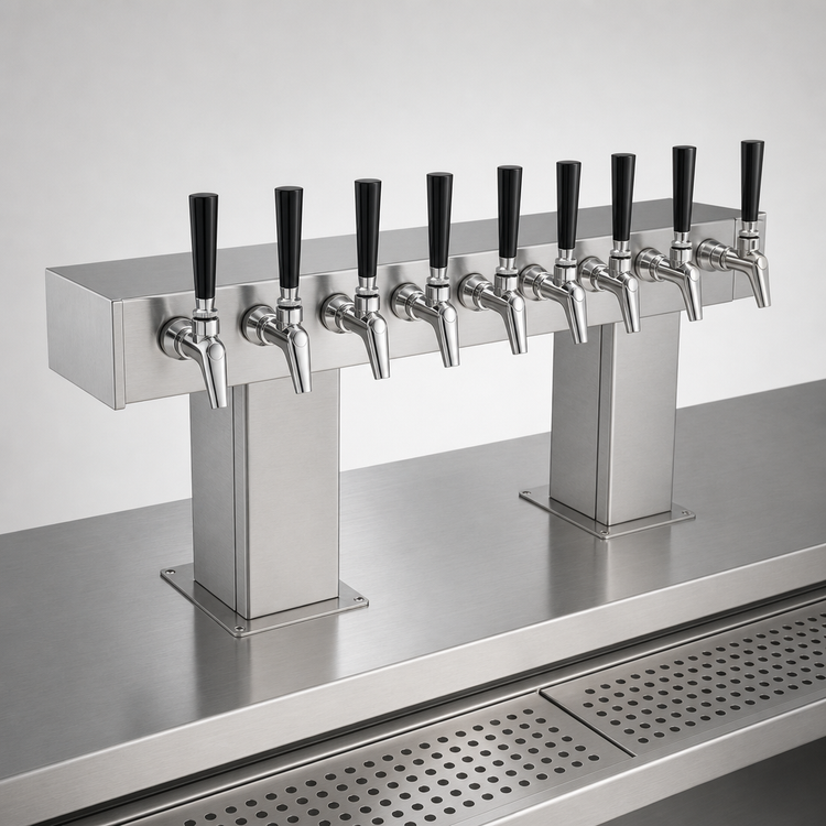 Product image #3 for Countertop Air-Cooled Stainless Steel Bridge Tee Draft Beer Tower with 8 Faucets
