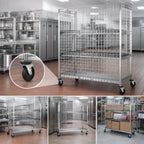 Thumbnail image #3 for Metro Super Erecta SEC66S-SD Mobile Wire Security Cage, Stainless Steel Finish, Standard Duty, 65 x 33-1/2 x 62 Inches