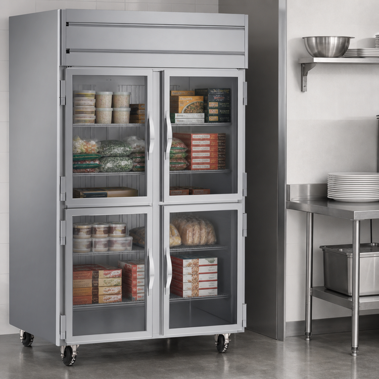 Product image #3 for Beverage-Air Horizon Series Two-Section Reach-In Freezer with Four Half-Glass Doors
