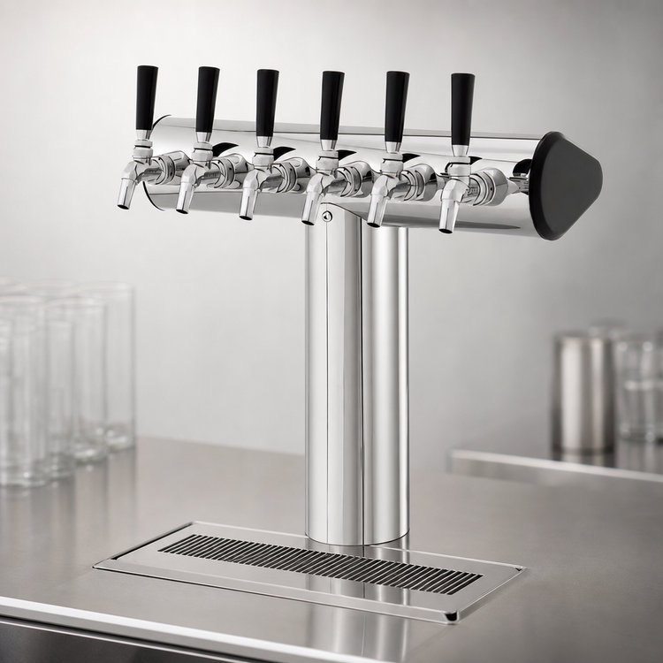 Product image #3 for Perlick 6-Faucet Winged Tee Countertop Glycol-Cooled Draft Beer Tower