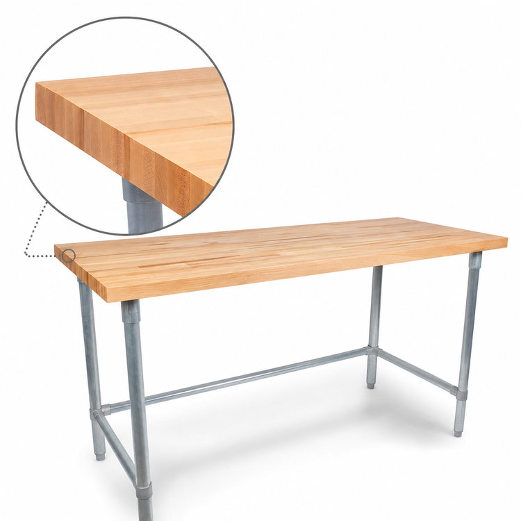 Product image #3 for John Boos Northern Hard Rock Maple Wood Top Work Table with Galvanized Base, 72 x 30 Inches