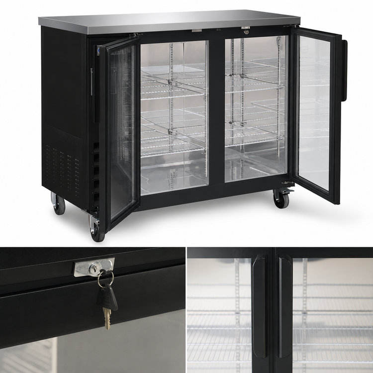 Product image #3 for IKON Refrigeration Two-Section Glass Swing Door Back Bar Cooler, 49-1/10 Inch, 10.45 Cu. Ft.