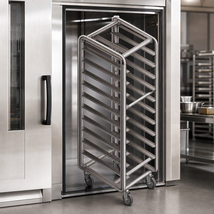 Product image #3 for Baxter Heavy-Duty Stainless Steel Single End-Load Rack for Single Rack Oven, 20 Slides