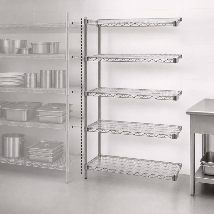 Product image #3 for Eagle Group 5-Tier Add-On Wire Shelving Unit with QuadTruss®, 42 x 21 x 74 Inches, Stainless Steel Finish