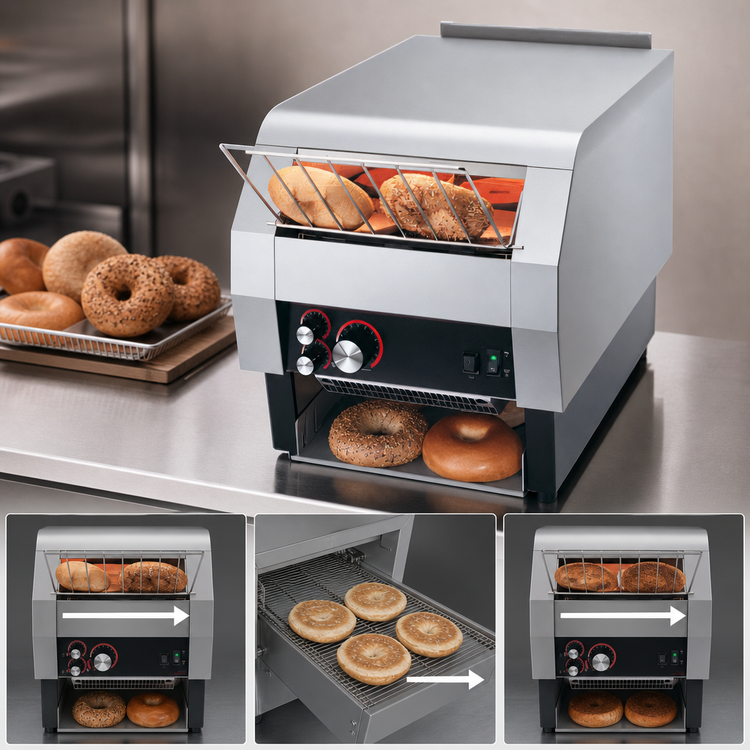 Product image #3 for Hatco Toast-Qwik Horizontal Conveyor Countertop Bagel and Bun Toaster, Single-Sided, 2-Inch Opening, 208V