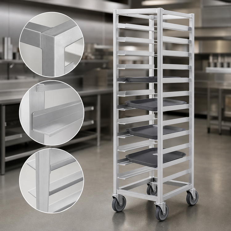 Product image #3 for Channel Manufacturing T448A6 Trapezoidal Series Aluminum Cafeteria Tray Rack, 18-Tray Capacity, 64-Inch Height