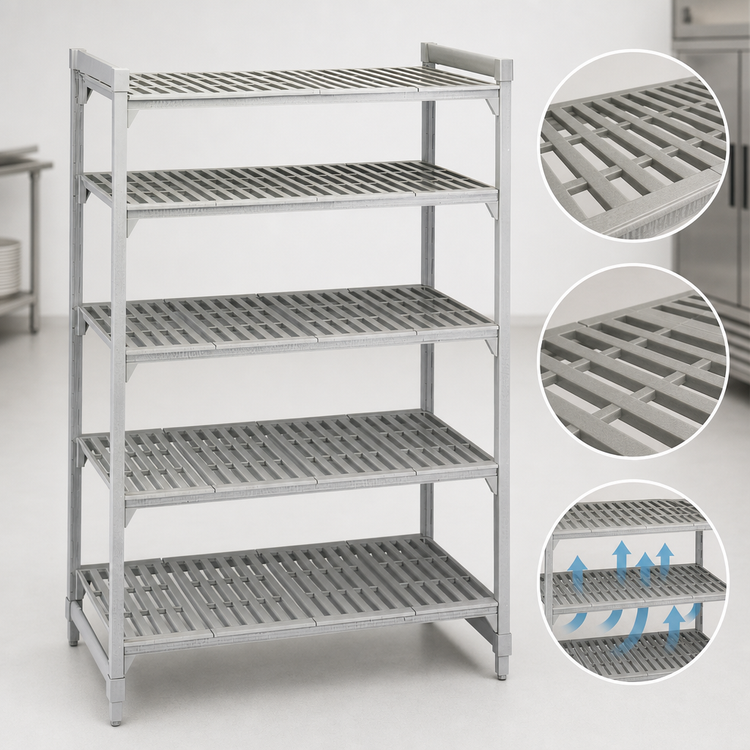 Product image #4 for Cambro Camshelving Premium 5-Shelf Stationary Starter Unit, 21 x 60 x 72 Inches, Vented, Speckled Gray