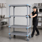 Thumbnail image #3 for Quantum Millenia QPM216074VS-4 Mobile Gray Polymer Starter Shelving Unit, 4 Open Grid Shelves, 60 x 21 x 74 in