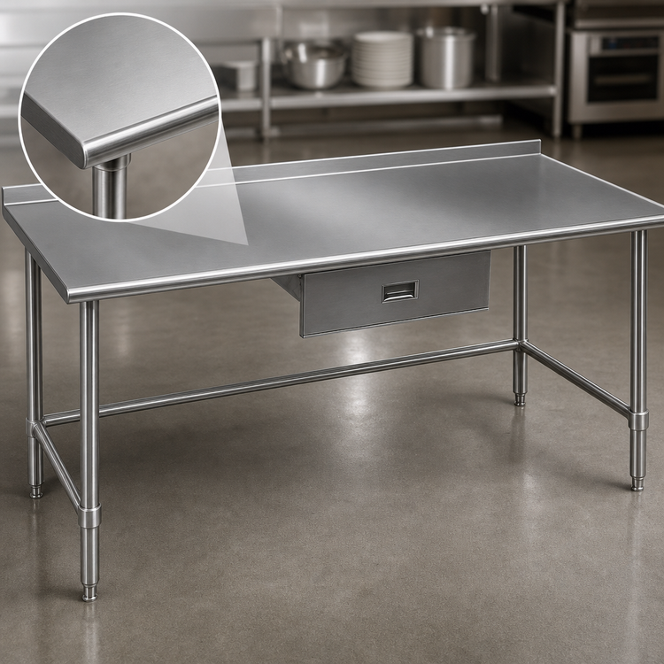 Product image #3 for Deluxe Series 30-Inch x 24-Inch Stainless Steel Work Table with 1-1/2-Inch Rear Upturn and Tubular Base
