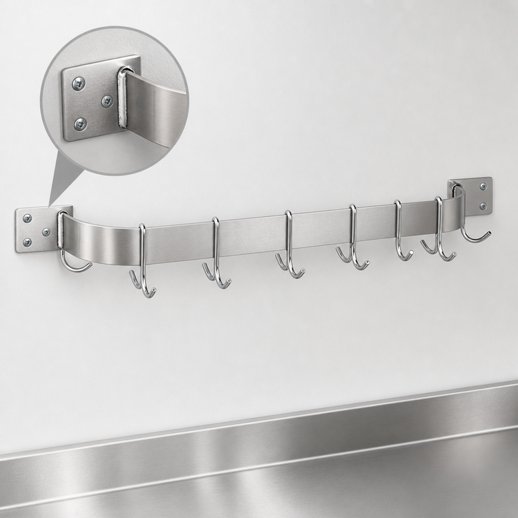Product image #3 for Advance Tabco Special Value 48-Inch Wall-Mounted Single-Bar Stainless Steel Pot Rack