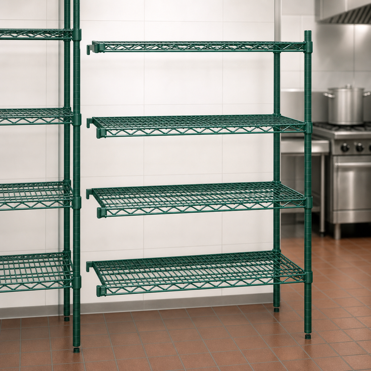 Product image #3 for Eagle Valu-Gard 4-Tier Add-On Wire Shelving Unit, 72 x 24 x 63 Inches, Green Epoxy Finish