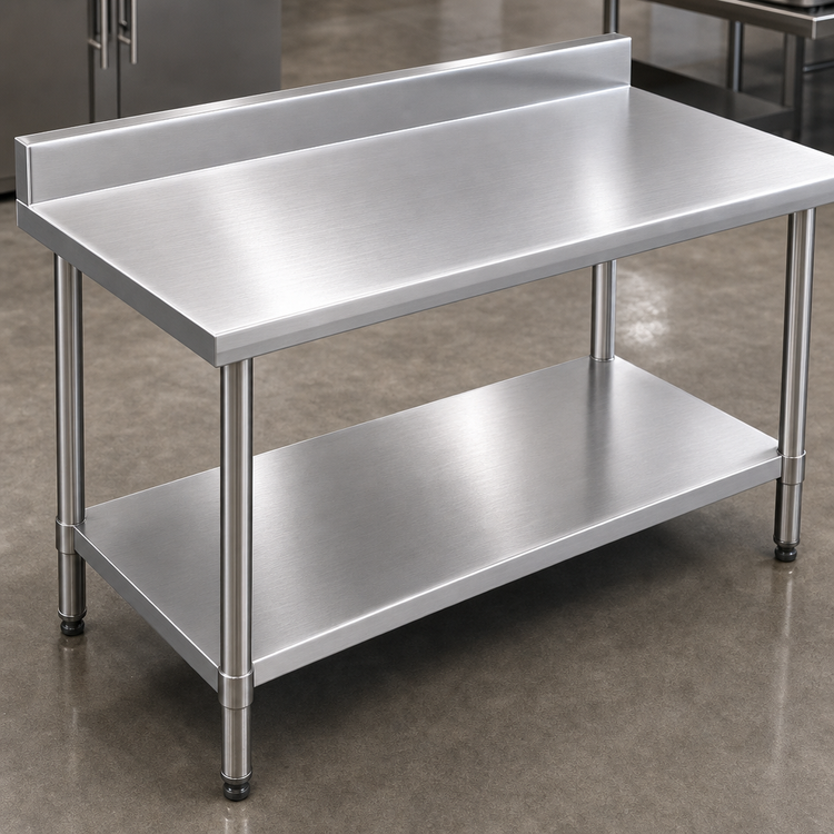 Product image #3 for Spec-Master Marine Series 30" x 84" Stainless Steel Work Table with Backsplash and Undershelf