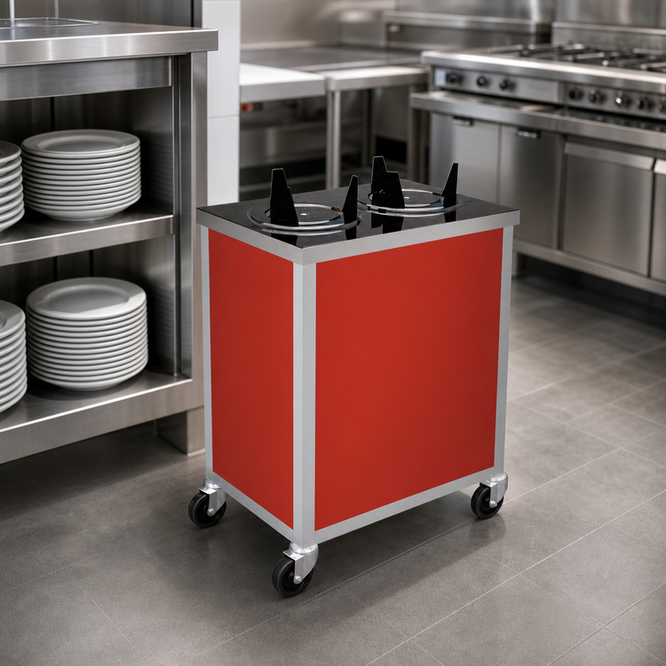 Product image #3 for Atlas Metal Mobile Enclosed Plate Dispenser with 2 Self-Elevating Tubes