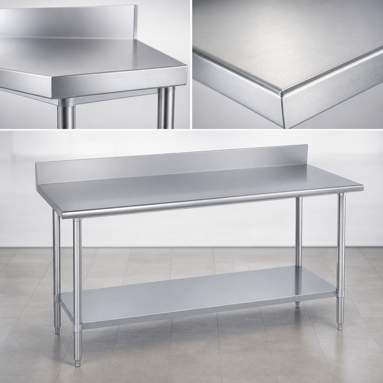 Product image #3 for Duke Stainless Steel Work Table with 5-Inch Riser and Undershelf, 108-Inch x 30-Inch x 36-Inch