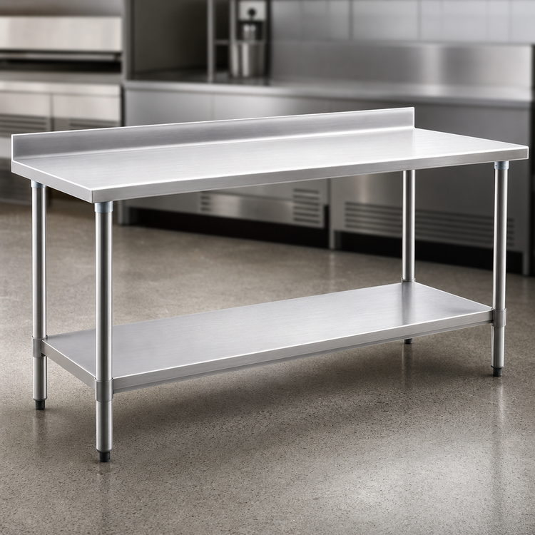 Product image #3 for Eagle Spec-Master 108 Inch x 36 Inch Stainless Steel Work Table with 4-1/2 Inch Backsplash and Undershelf