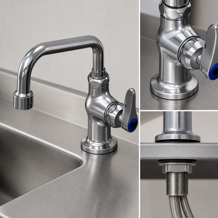 Product image #3 for T&S Brass Single Pantry Faucet, Single Hole Deck Mount, 6-Inch Swing Nozzle, 2.2 GPM Vandal-Resistant Aerator