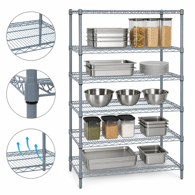 Product image #3 for Quantum Gray Epoxy Antimicrobial Wire Shelving Starter Kit