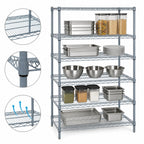 Thumbnail image #3 for Quantum WR63-2124GY-5 Wire Shelving Starter Unit, 24"W x 21"D x 63"H, 5 Shelves, Gray Epoxy Antimicrobial Finish