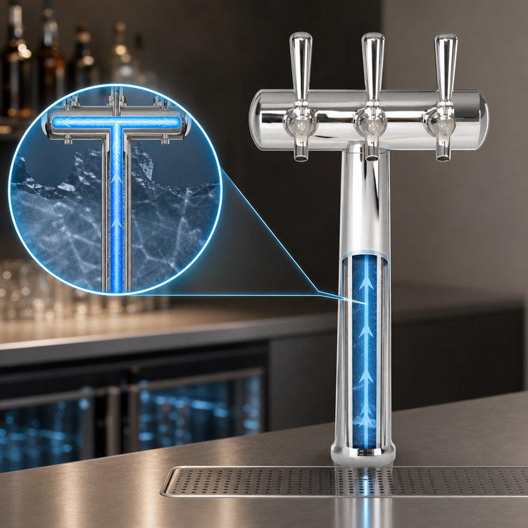Product image #3 for Havana Single-Column 3-Faucet Countertop Glycol-Cooled Draft Beer Tower, Chrome Finish