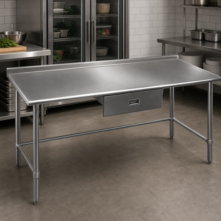 Product image #3 for Eagle Budget Series 108-Inch x 24-Inch 430 Stainless Steel Work Table with 1-1/2-Inch Rear Upturn