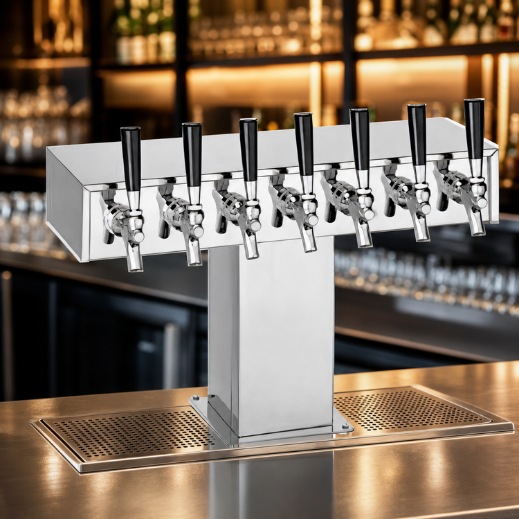 Product image #3 for Perlick Extra High Wide Base 8-Faucet Glycol-Cooled Tee Draft Beer Tower