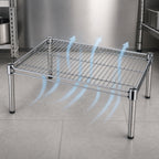 Thumbnail image #3 for Metro Super Erecta P1836NC 36"W x 18"D Chrome Open-Wire Dunnage Rack Platform, 14-1/2"H, 12" Floor Clearance