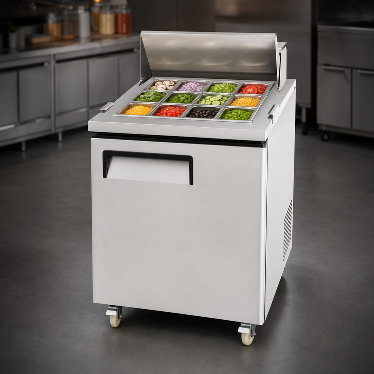 Product image #3 for Atosa 27-1/2-Inch Wide 1-Section Mega Top Sandwich/Salad Prep Table Refrigerator with 12 1/6 Pans