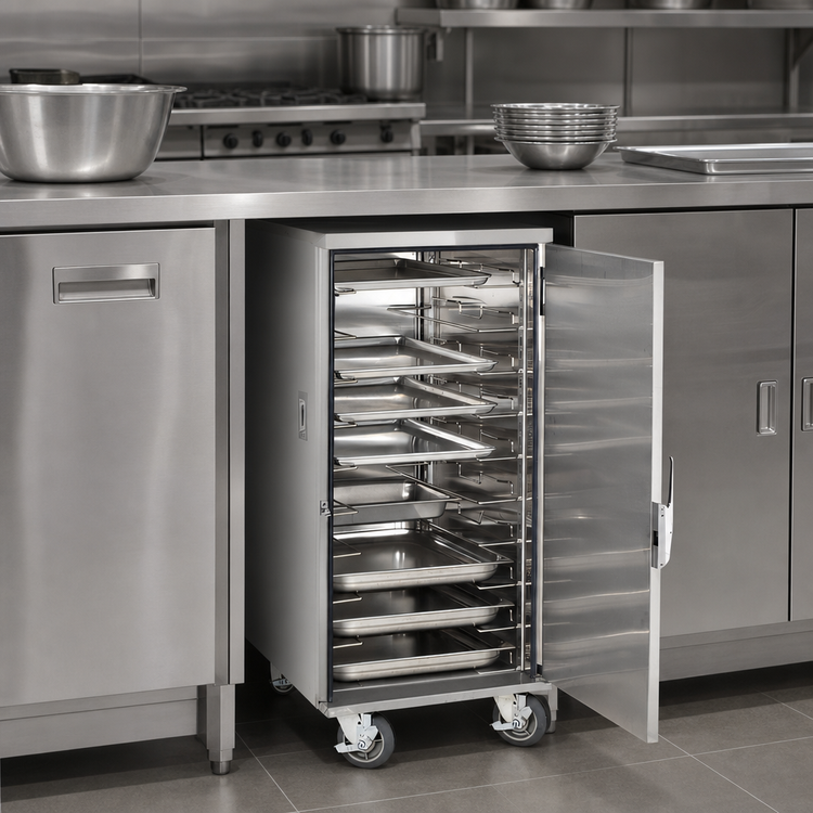 Product image #3 for Stainless Steel Under-Counter Enclosed Transport Cabinet with 5 Universal Tray Slides