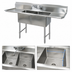 Thumbnail image #3 for BK Resources Two-Compartment Stainless Steel Sink with Left and Right Drainboards, 18 x 18 x 14-Inch Bowls
