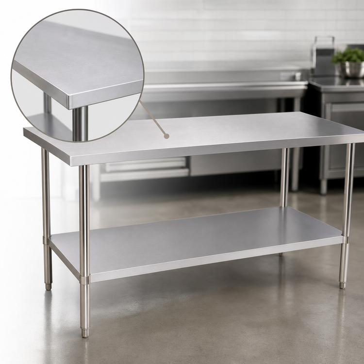 Product image #3 for Klinger's Trading AST2430 30 x 24 x 36-Inch 18/430 Stainless Steel Flat-Top Work Table with Undershelf