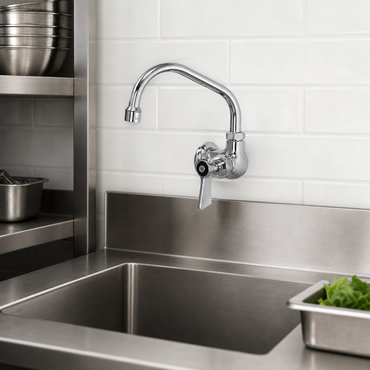 Product image #3 for Fisher Stainless Steel Wall-Mount Single-Hole Faucet with 6-Inch Swing Spout and Lever Handle