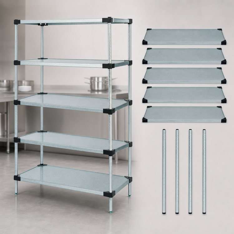 Product image #3 for Quantum 54 Inch W x 18 Inch D x 63 Inch H Solid Shelving Starter Kit with 5 Solid Shelves