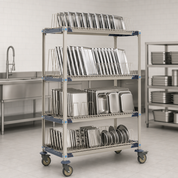 Product image #4 for MetroMax i 48-Inch x 24-Inch Mobile 4-Tier Tray and Pan Drying Rack with Drip Tray