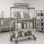 Thumbnail image #4 for Metro MetroMax i PR48VX4-XDR Mobile 4-Tier Plastic Tray and Pan Drying Rack, 48"W x 24"D x 68"H, with Drip Tray