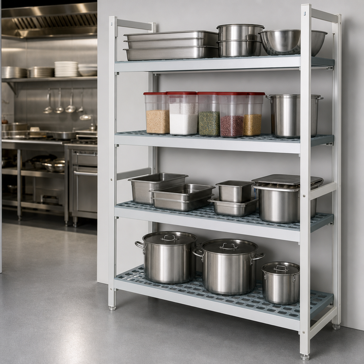 Product image #3 for Fermostock 4-Tier Starter Perforated Polymer Shelving Unit, 35"W x 14"D x 71"H