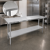 Thumbnail image #3 for Sapphire 72 Inch x 36 Inch Flat Top Stainless Steel Work Table with Adjustable Undershelf