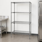 Thumbnail image #3 for Quantum WR86-2124C 24"W x 21"D x 86"H Chrome-Plated Wire Shelving Starter Unit with 4 Shelves, Stationary