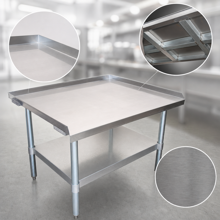 Product image #3 for BK Resources Economy Equipment Stand with Stainless Steel Top, Adjustable Galvanized Undershelf, 60 x 30 Inches